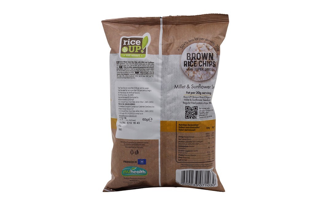 RiceUp Brown Rice Chips with super seeds Millet & Sunflower Seeds   Pack  60 grams